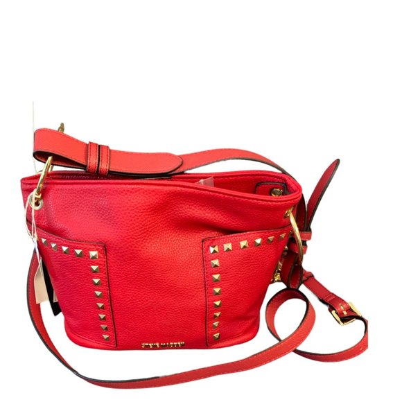 Steve Madden Handbags - Steve Madden B Tammie Red Bucket Purse with half disc tassel hoop earrings